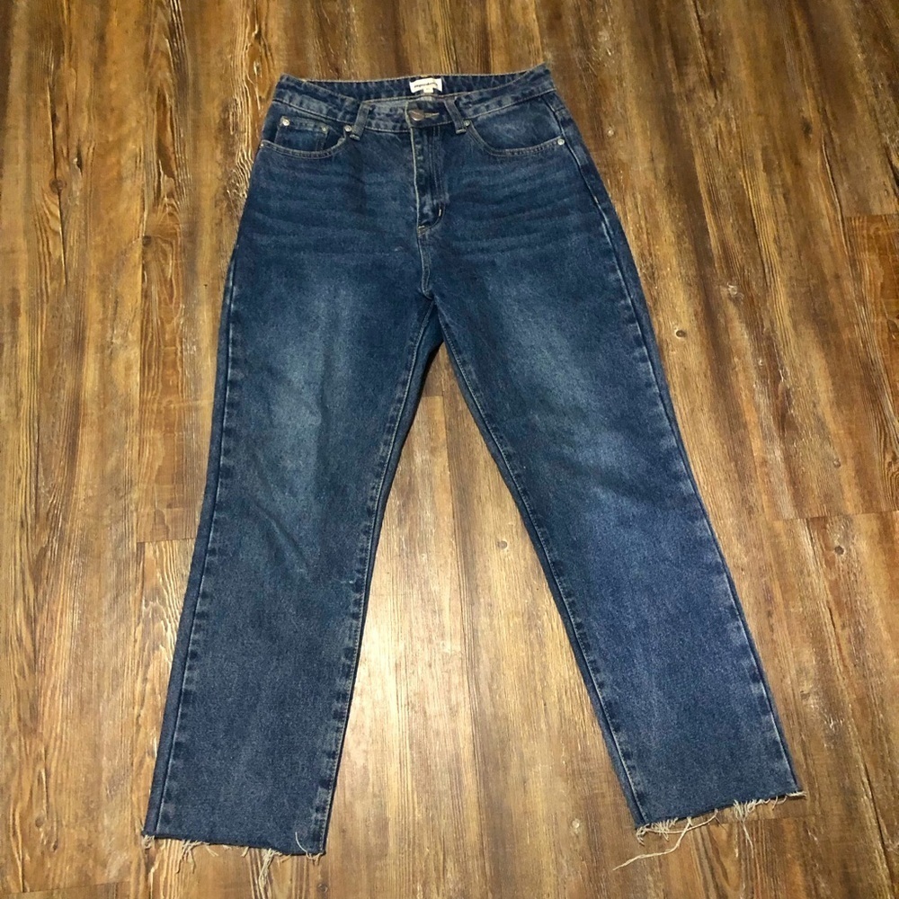 Superdown Jeans Women's 27 High Rise Straight Leg Classic Fit Frayed Hem Denim